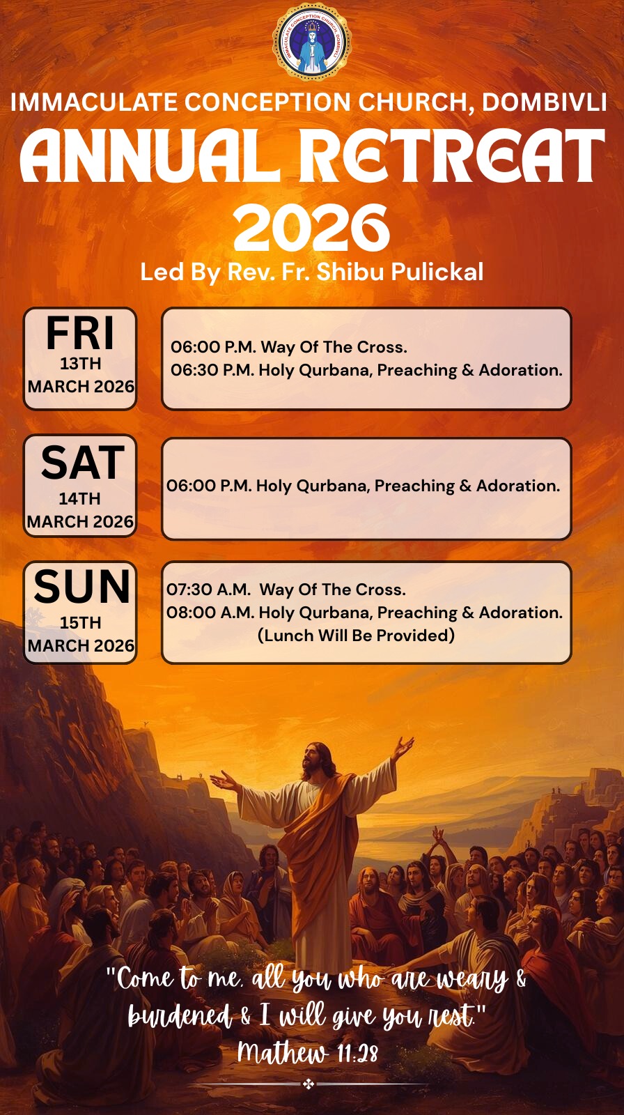 Announcements for March 8th 2026, Sunday Qurbana